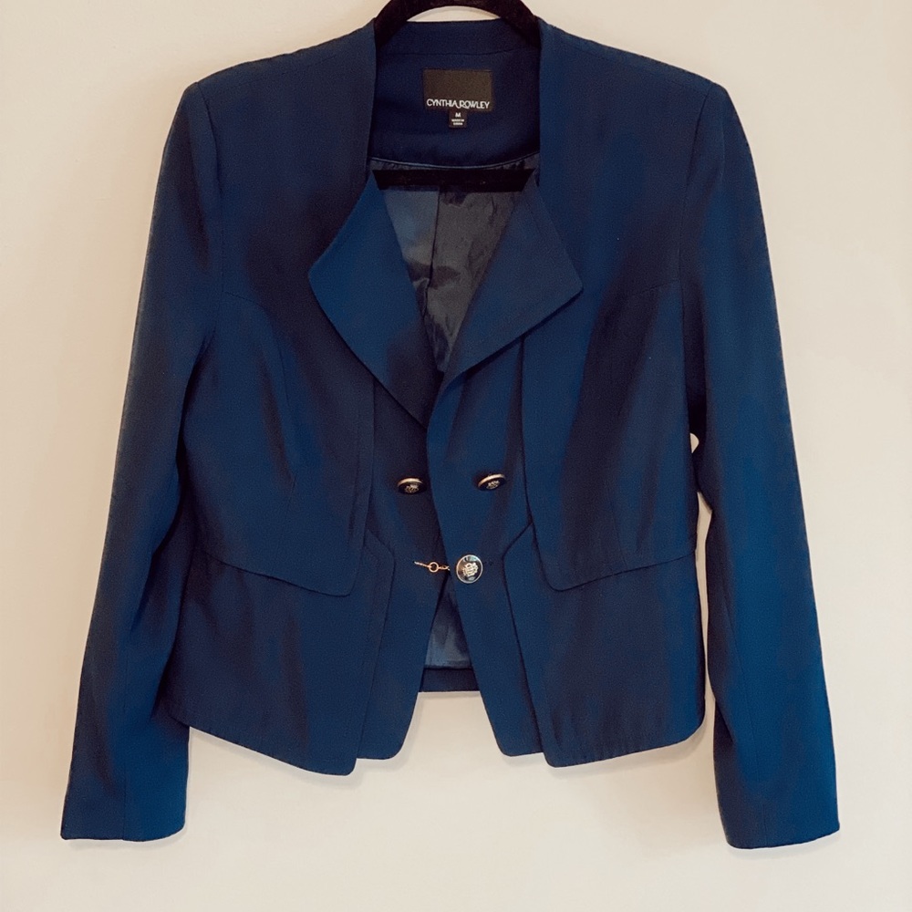 Cynthia Rowley Chain Button Navy Light Blazer